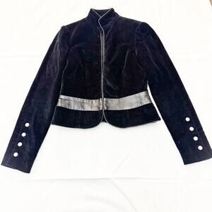 Alice and Olivia Banded Black Military Style Cropped Blazer Jacket Size Small